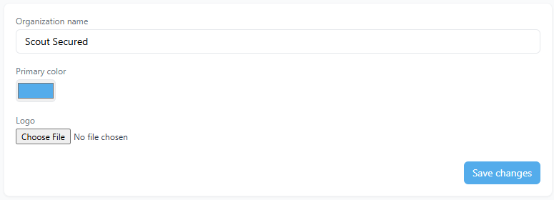 Screenshot showing the Organization Settings panel