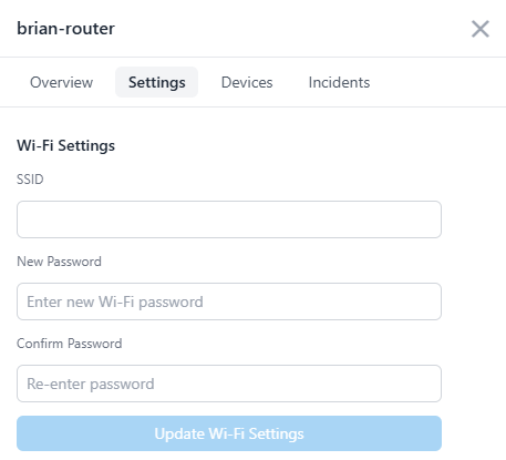 Screenshot showing the Wi-Fi Settings panel for a router